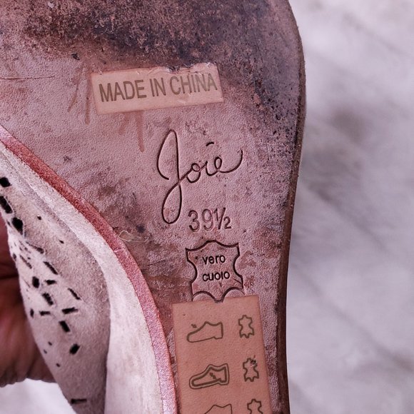 Joie Leather Wedge Peep Toe Tan Perforated 8.5 - 9 - Picture 6 of 10